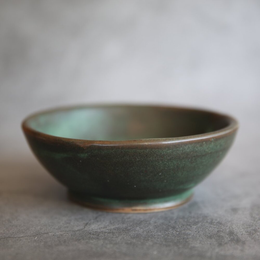 Weston Esplin Signed Pottery Bowl Green 2011 Trinket Dish Catch All